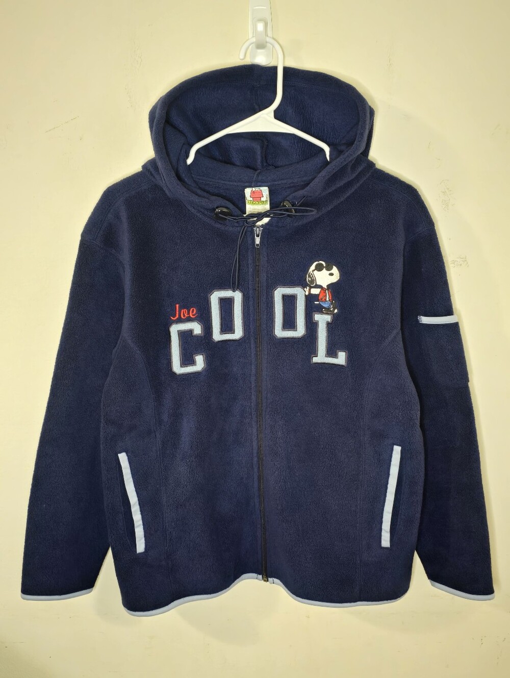 Vintage Peanuts Snoopy Joe Cool Fleece Zip Hoodie Navy Blue Women's Size Small